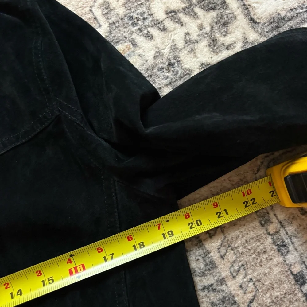 Vintage Y2K 90s leather suede black jacket size M carolyn bessette